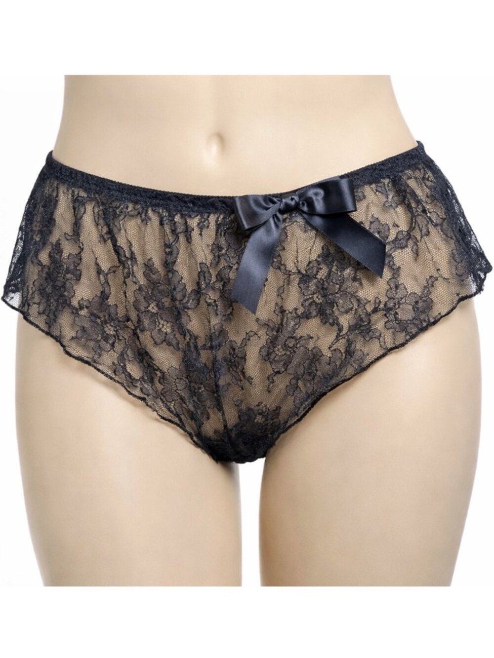Victoria's Secret Vintage Black Floral Lace Panties L Rare Discontinued Style